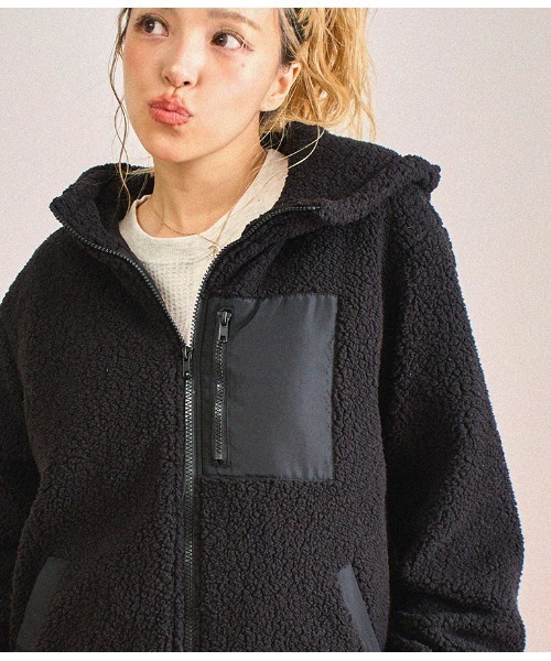 anap mimpi（アナップミンピ）の「中綿入り フード付き ボア ブルゾン（ブルゾン・レディース・ベージュ/ブラック・FREE）」の22枚目の写真