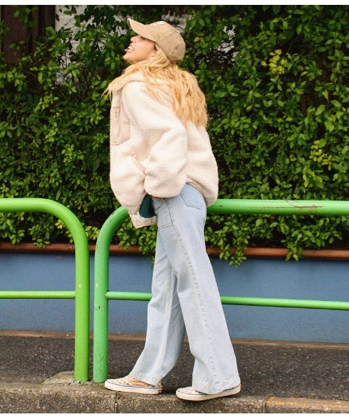 anap mimpi（アナップミンピ）の「中綿入り フード付き ボア ブルゾン（ブルゾン・レディース・ベージュ/ブラック・FREE）」の12枚目の写真