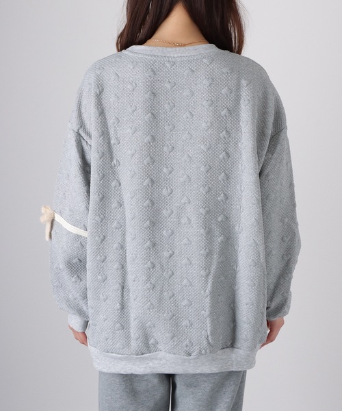 Lace Ladies(レースレディース)の「ハート リボン ぽこぽこ 長袖 プルオーバー(スウェット・レディース・ブラック/グレー・M/XL)」の14枚目の写真