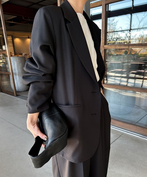 select MOCA by son（セレクトモカバイソン）の「【SELECT MOCA by SON】オーバーサイズテーラードジャケット【セットアップ対応可】（テーラードジャケット・レディース・ベージュ/ブラック/ブラウン/アイボリー/グレー・MEDIUM/SMALL）」の15枚目の写真