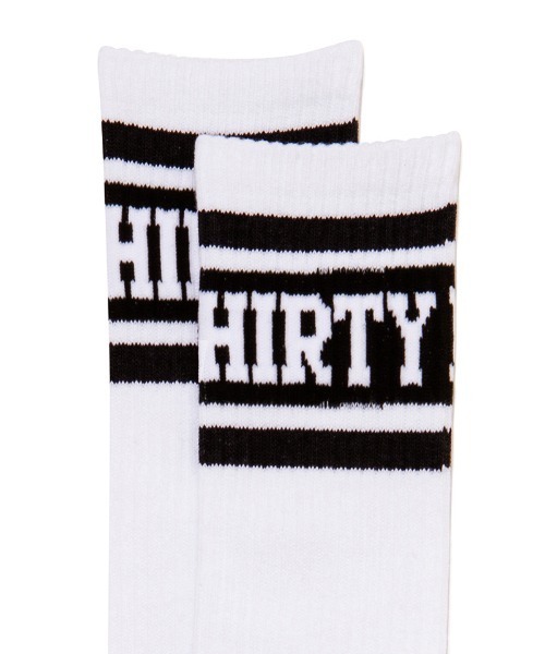 430（フォーサーティ）の「mko12493-COL LOGO HIGH SOX ハイソックス（ソックス/靴下・メンズ・ホワイト/ブラック・FREE）」の3枚目の写真