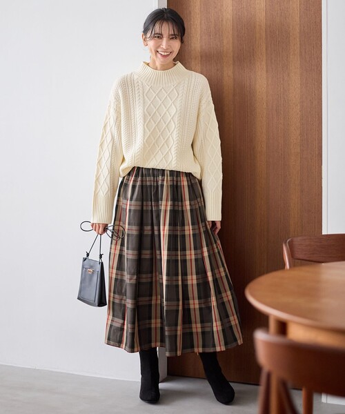 セール特価 百貨店4万4000円□blancvert□ウエストゴムタフタスカート□36 7号 スカート