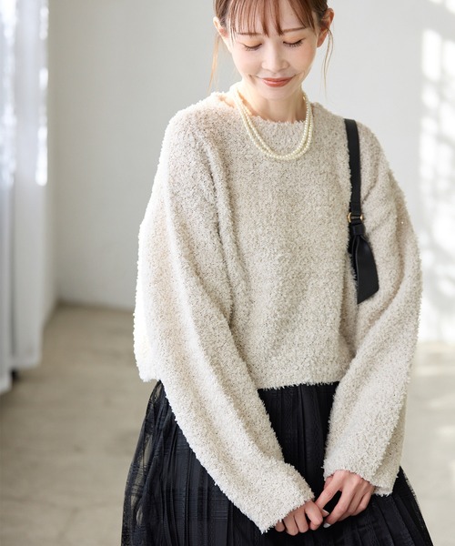 ROPE' PICNIC（ロペピクニック）の「スパンコール混リボンヤーンニットプルオーバー（ニット/セーター・レディース・キナリ/ピンク系その他2/ライトグレー/ピンク/ブルー系その他4・38）」の3枚目の写真