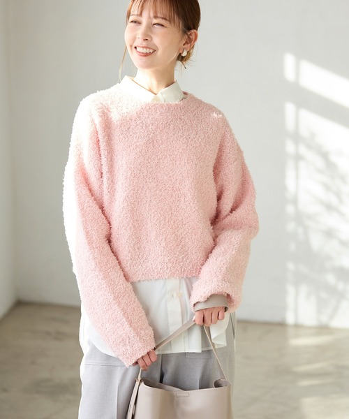 スパンコール混リボンヤーンニットプルオーバー（ニット/セーター