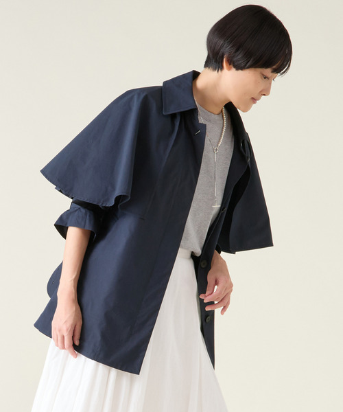 martinique（マルティニーク）の「ケープコート（ステンカラーコート・レディース・ベージュ/ネイビー・FREE）」の8枚目の写真