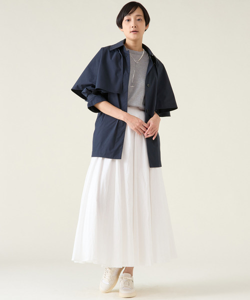 martinique（マルティニーク）の「ケープコート（ステンカラーコート・レディース・ベージュ/ネイビー・FREE）」の9枚目の写真