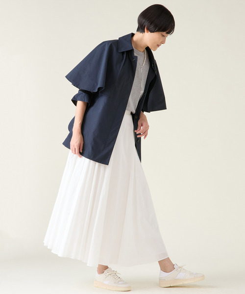 martinique（マルティニーク）の「ケープコート（ステンカラーコート・レディース・ベージュ/ネイビー・FREE）」の10枚目の写真