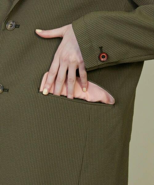 FRAPBOIS(フラボア)の「コンフォートサッカー ジャケット(テーラードジャケット・レディース・ネイビー/カーキ・2/1)」の7枚目の写真