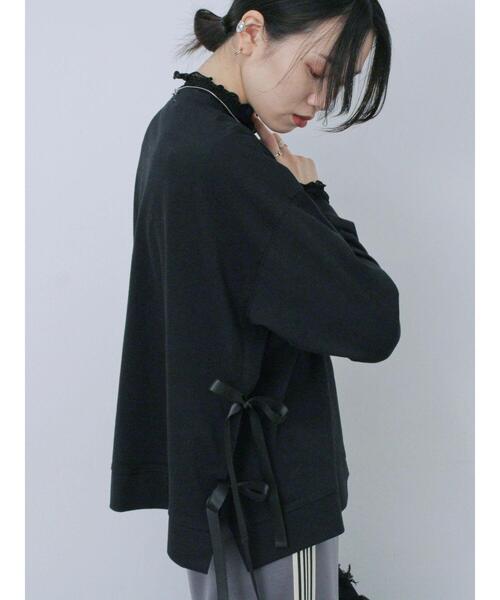 Samansa Mos2 blue(サマンサモスモスブルー)の「◎サイドリボンロンT(Tシャツ/カットソー・レディース・ブラック/ピンク/パープル・F)」の7枚目の写真