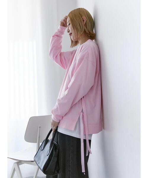 Samansa Mos2 blue(サマンサモスモスブルー)の「◎サイドリボンロンT(Tシャツ/カットソー・レディース・ブラック/ピンク/パープル・F)」の13枚目の写真