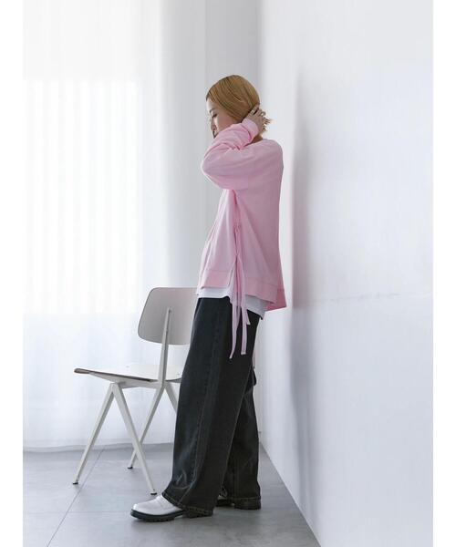 Samansa Mos2 blue(サマンサモスモスブルー)の「◎サイドリボンロンT(Tシャツ/カットソー・レディース・ブラック/ピンク/パープル・F)」の14枚目の写真