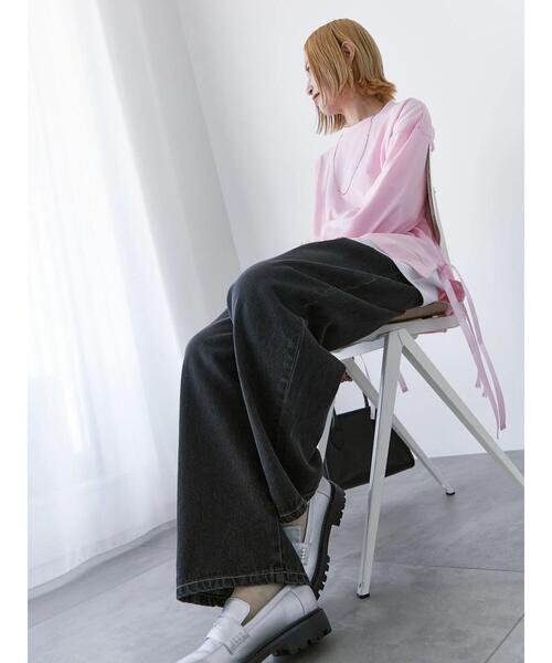 Samansa Mos2 blue(サマンサモスモスブルー)の「◎サイドリボンロンT(Tシャツ/カットソー・レディース・ブラック/ピンク/パープル・F)」の22枚目の写真