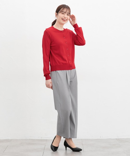 Honeys(ハニーズ)の「【UVカット・花粉リリース加工】花粉対策クルーカーデ(カーディガン/ボレロ・レディース・イエロー/グレイッシュベージュ/ブラック/レッド/グリーン/ブルー/ネイビー・M/LL/S/L)」の14枚目の写真