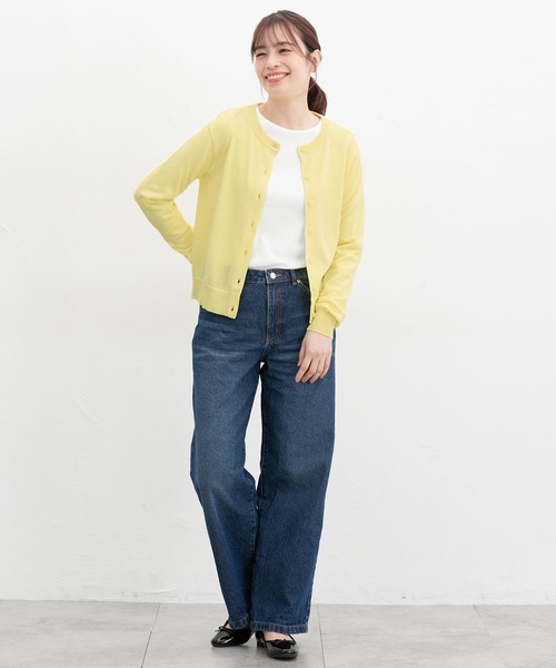 Honeys(ハニーズ)の「【UVカット・花粉リリース加工】花粉対策クルーカーデ(カーディガン/ボレロ・レディース・イエロー/グレイッシュベージュ/ブラック/レッド/グリーン/ブルー/ネイビー・M/LL/S/L)」の16枚目の写真