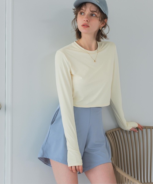 3点セット/ショートパンツ×カップ付長袖ビキニ/水着（水着