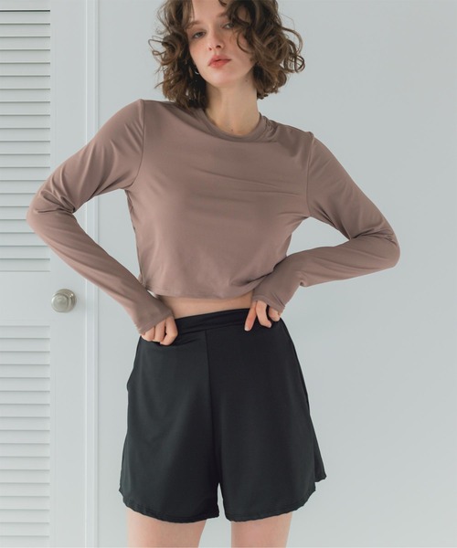 3点セット/ショートパンツ×カップ付長袖ビキニ/水着