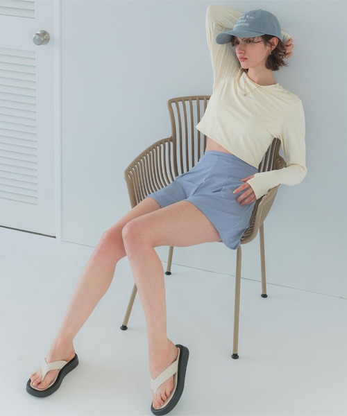 3点セット/ショートパンツ×カップ付長袖ビキニ/水着