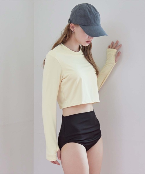 SEA DRESS（シードレス）の「3点セット/ショートパンツ×カップ付長袖ビキニ/水着（水着・レディース・モカ/アイボリー/ブラック/ホワイト系その他/ホワイト系その他2/ホワイト系その他3/ピンク・M/S/LL/L/2XL）」の11枚目の写真