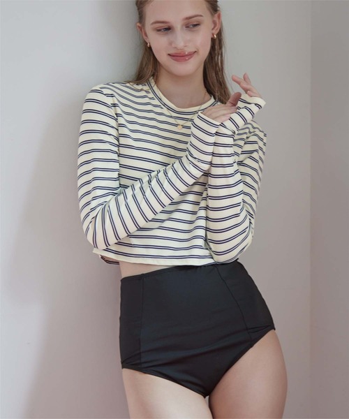 SEA DRESS（シードレス）の「3点セット/ショートパンツ×カップ付長袖ビキニ/水着（水着・レディース・モカ/アイボリー/ブラック/ホワイト系その他/ホワイト系その他2/ホワイト系その他3/ピンク・M/S/LL/L/2XL）」の15枚目の写真