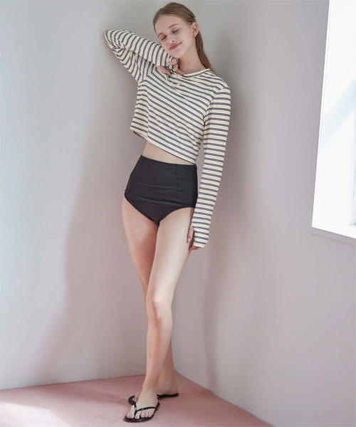 SEA DRESS（シードレス）の「3点セット/ショートパンツ×カップ付長袖ビキニ/水着（水着・レディース・モカ/アイボリー/ブラック/ホワイト系その他/ホワイト系その他2/ホワイト系その他3/ピンク・M/S/LL/L/2XL）」の16枚目の写真