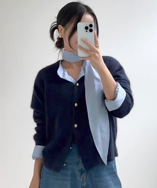 Dita Muaj.(ディータムアージュ)の「スタンドカラー リボンシャツ(シャツ/ブラウス・レディース・ブルー・FREE)」の3枚目の写真