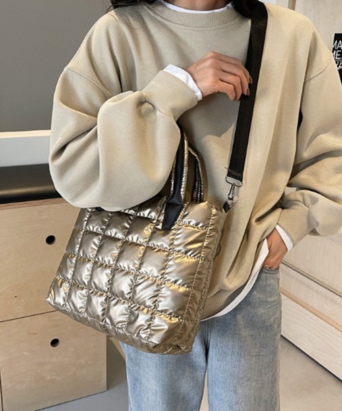 STYLEBLOCK（スタイルブロック）の「キルティング素材2WAYショルダーバッグ（ショルダーバッグ・レディース・ピンク/シルバー/ゴールド/ベージュ/ブラック・FREE）」の5枚目の写真