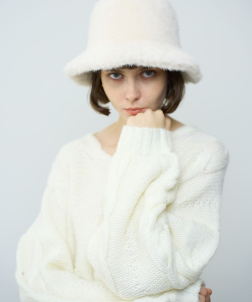 DEICY（デイシー）の「BIGケーブルニットプルオーバー（ニット/セーター・レディース・ピンク/モカ/オフホワイト・FREE）」の12枚目の写真