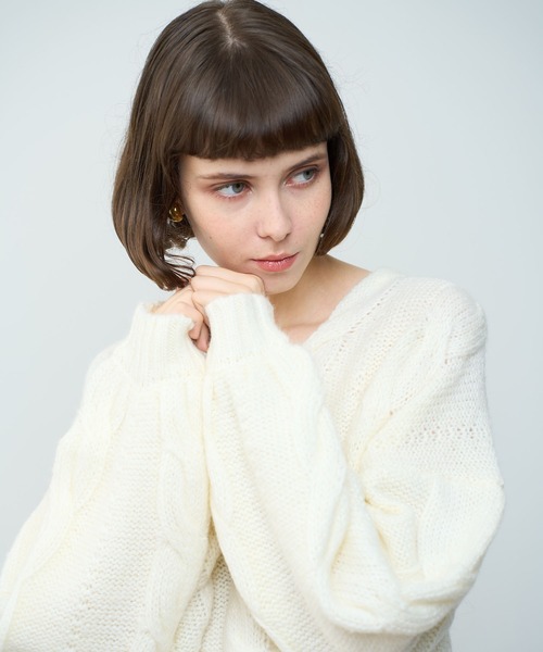 DEICY（デイシー）の「BIGケーブルニットプルオーバー（ニット/セーター・レディース・ピンク/モカ/オフホワイト・FREE）」の17枚目の写真