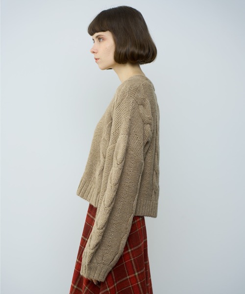 DEICY（デイシー）の「BIGケーブルニットプルオーバー（ニット/セーター・レディース・ピンク/モカ/オフホワイト・FREE）」の5枚目の写真