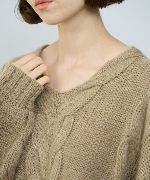 DEICY（デイシー）の「BIGケーブルニットプルオーバー（ニット/セーター・レディース・ピンク/モカ/オフホワイト・FREE）」の7枚目の写真