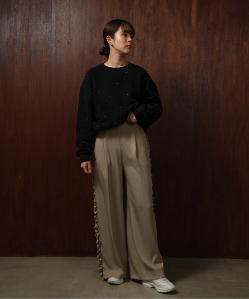 セール】twill frill line pants / ツイルフリルラインパンツ