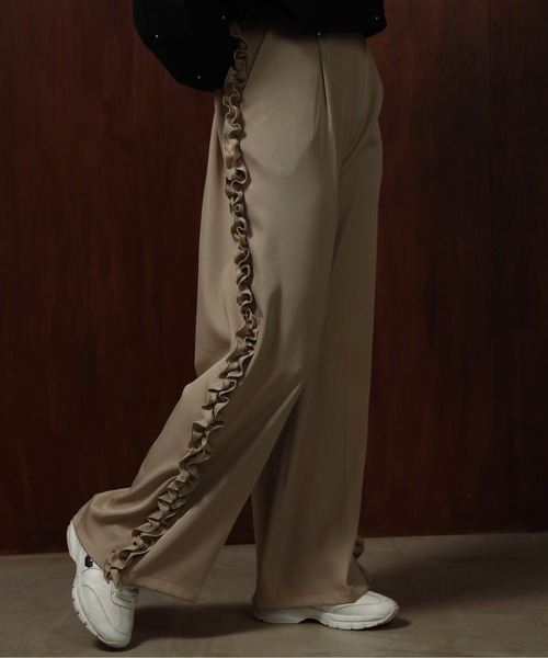 セール】twill frill line pants / ツイルフリルラインパンツ