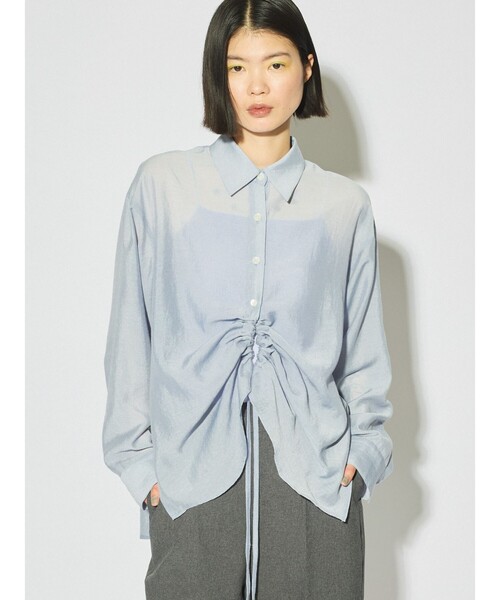 MIDIUMISOLID(ミディウミソリッド)の「MIDIUMISOLID for Ladies ドローストリングシャツ(シャツ/ブラウス・レディース・ブラック/ライトブルー/アイボリー/ピンク・FREE)」の3枚目の写真