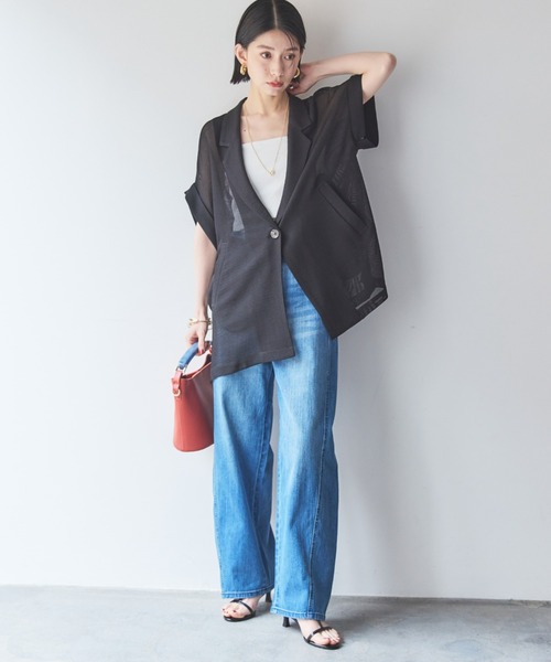 Doux archives（ドゥアルシーヴ）の「【累計販売数4000枚突破】メッシュフレンチスリーブジャケット（その他アウター・レディース・ベージュ/ブラック/チャコールグレー/ブラウン・38）」の7枚目の写真