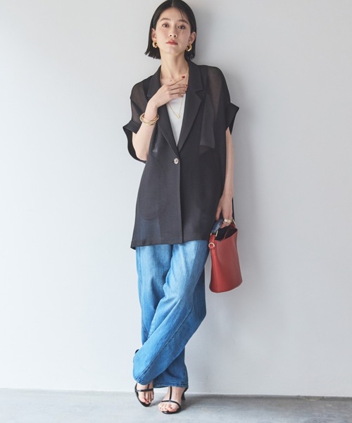 Doux archives（ドゥアルシーヴ）の「【累計販売数4000枚突破】メッシュフレンチスリーブジャケット（その他アウター・レディース・ベージュ/ブラック/チャコールグレー/ブラウン・38）」の15枚目の写真