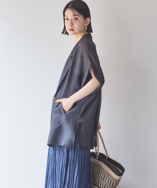 メッシュフレンチスリーブジャケット（その他アウター）｜DOUX