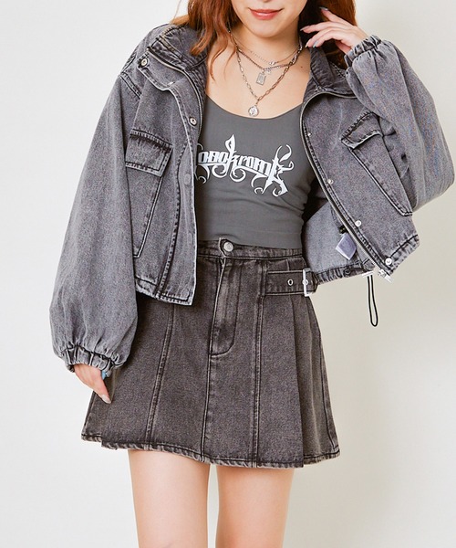 GORGE(ゴージ)の「ベルト付きデニム加工ミニスカート(スカート・レディース・ブラック/ブルー・F)」の10枚目の写真