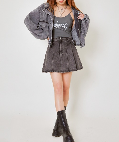 GORGE(ゴージ)の「ベルト付きデニム加工ミニスカート(スカート・レディース・ブラック/ブルー・F)」の12枚目の写真