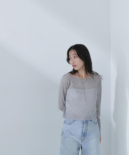 NATURAL BEAUTY BASIC(ナチュラルビューティーベーシック)の「◇【Oggi掲載】シアークロップドリブニット(ニット/セーター・レディース・グレー/ラベンダー/チャコールグレー/イエロー・FREE)」の11枚目の写真