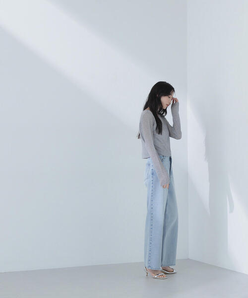 NATURAL BEAUTY BASIC(ナチュラルビューティーベーシック)の「◇【Oggi掲載】シアークロップドリブニット(ニット/セーター・レディース・グレー/ラベンダー/チャコールグレー/イエロー・FREE)」の12枚目の写真