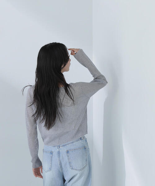 NATURAL BEAUTY BASIC(ナチュラルビューティーベーシック)の「◇【Oggi掲載】シアークロップドリブニット(ニット/セーター・レディース・グレー/ラベンダー/チャコールグレー/イエロー・FREE)」の13枚目の写真