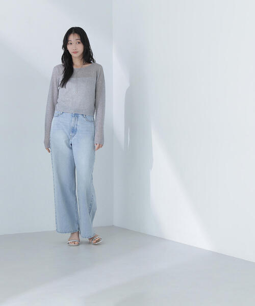 NATURAL BEAUTY BASIC(ナチュラルビューティーベーシック)の「◇【Oggi掲載】シアークロップドリブニット(ニット/セーター・レディース・グレー/ラベンダー/チャコールグレー/イエロー・FREE)」の14枚目の写真