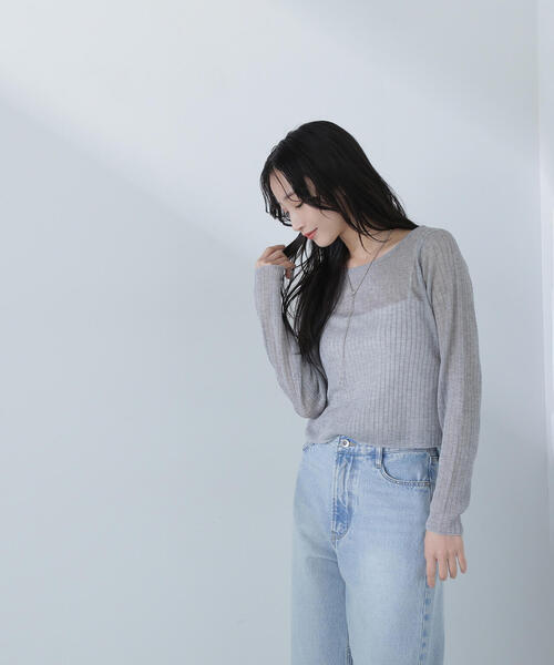 NATURAL BEAUTY BASIC(ナチュラルビューティーベーシック)の「◇【Oggi掲載】シアークロップドリブニット(ニット/セーター・レディース・グレー/ラベンダー/チャコールグレー/イエロー・FREE)」の15枚目の写真