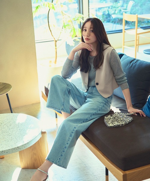 NATURAL BEAUTY BASIC(ナチュラルビューティーベーシック)の「◇【Oggi掲載】シアークロップドリブニット(ニット/セーター・レディース・グレー/ラベンダー/チャコールグレー/イエロー・FREE)」の6枚目の写真