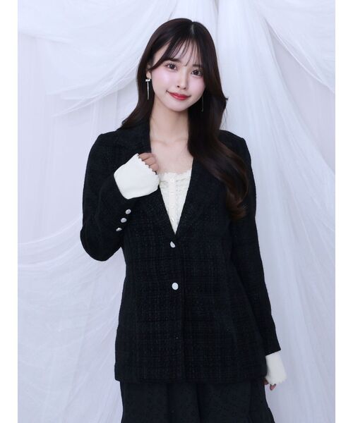 EATME（イートミー）の「ツイードテーラードジャケット（テーラードジャケット・レディース・アイボリー/ブラック/ブルー・FREE）」の3枚目の写真