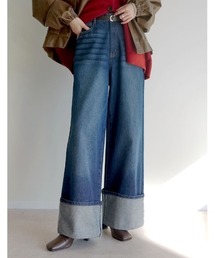 Re:EDIT | [2025 SUMMER PRE ORDER][低身長/高身長サイズ有][すっきり見え]コットンロールアップワイドデニムパンツ(デニムパンツ)