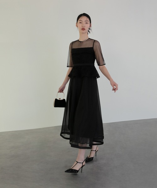 極美品✨️ Leja ローズペプラムドレス オケージョンドレス ブラック S セール】【LEJA】ローズペプラムビスチェAラインドレスワンピース 2点