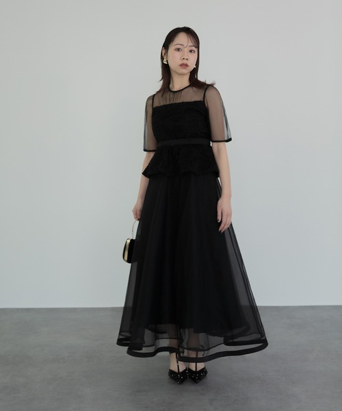 LEJA 結婚式 ドレス 黒 ワンピース キャミソール セール】【LEJA】2WAYブラウスプリーツキャミワンピース