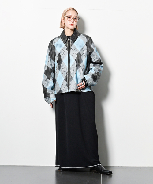 ジャケット・アウター MASU ARGYLE LEATHER SPORTS JACKET MASU（エムエーエスユー）のARGYLE LEATHER SPORTS JACKETの通販