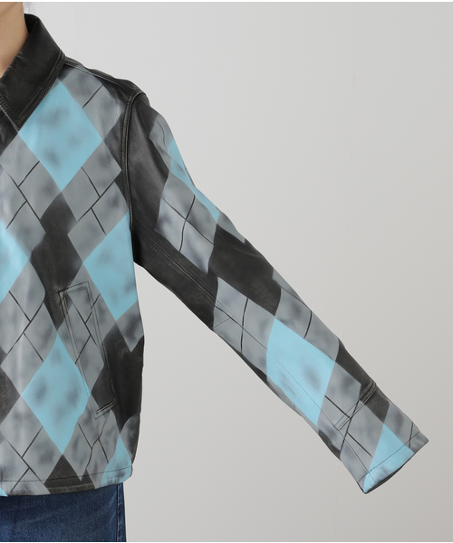 ジャケット・アウター MASU ARGYLE LEATHER SPORTS JACKET MASU(エムエーエスユー)のARGYLE LEATHER SPORTS JACKETの通販